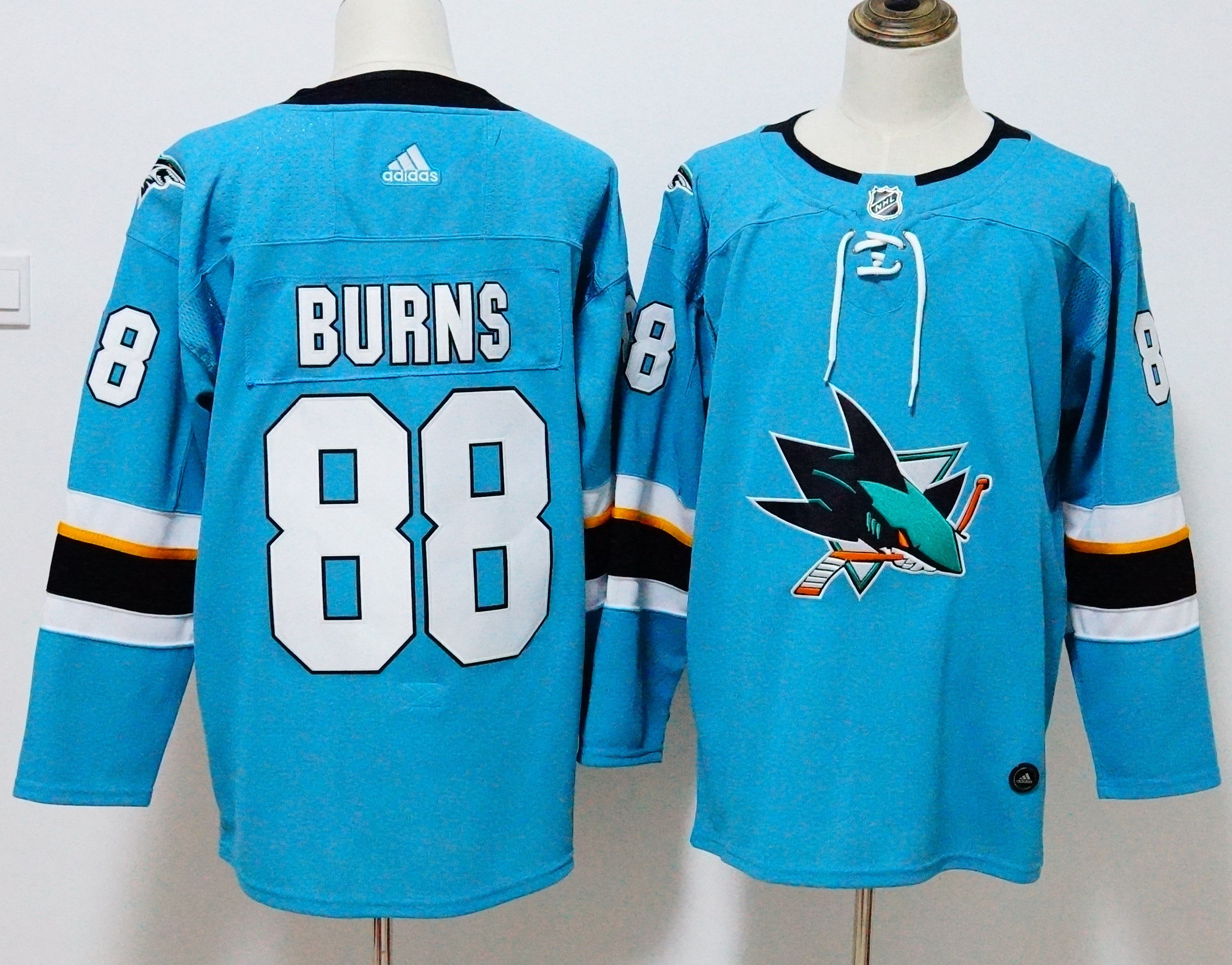 Men San Jose Sharks #88 Burns Blue Hockey Stitched Adidas NHL Jerseys